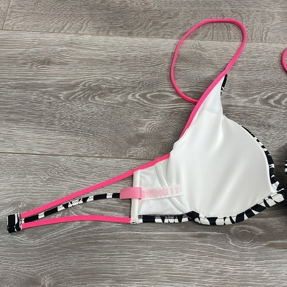 Victoria’s Secret Bikini The Knockout High Tie Halter Top Black Refracted Geo - Picture 14 of 16